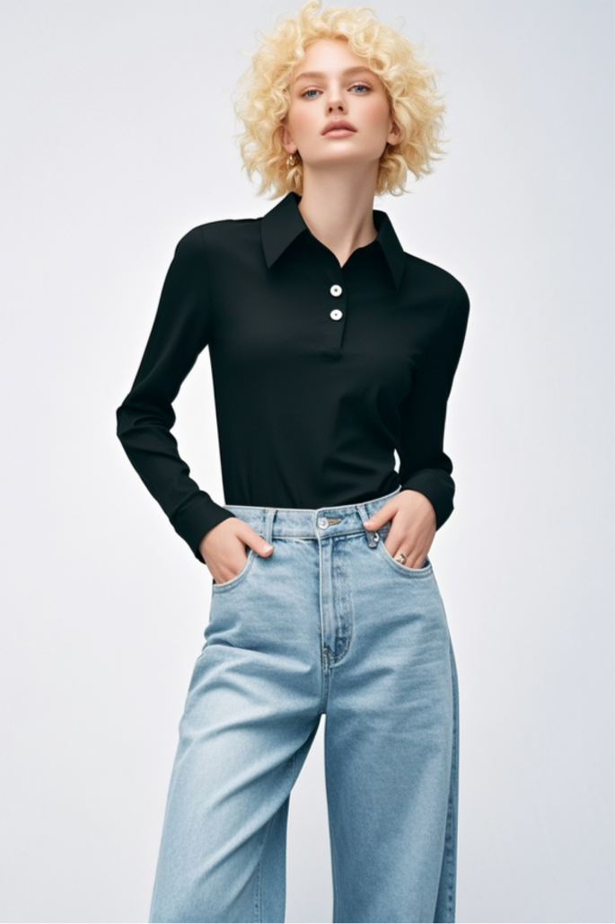 Fitted Collared Long Sleeve Shirt