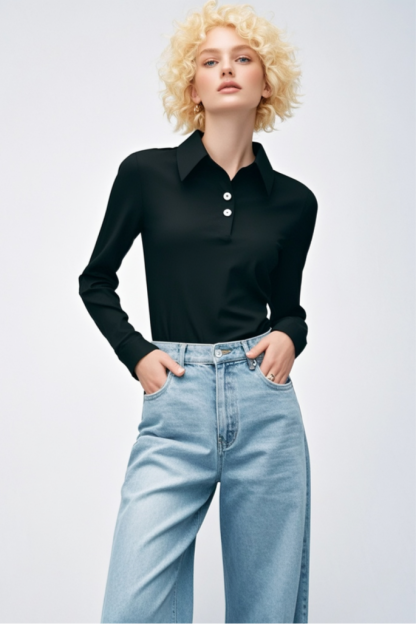 Fitted Collared Long Sleeve Shirt