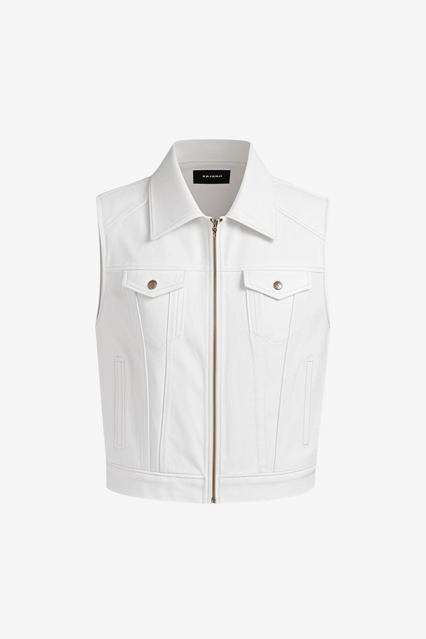 Crop Relaxed Trucker Vest