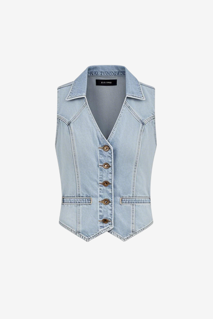 Casual Shrunken '90s Linen & Denim Vest