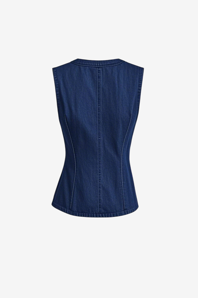 Waisted Shrunken '90s Linen & Denim Vest