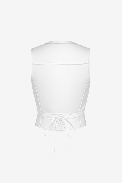 Crop Shrunken '90s Linen & Denim Vest