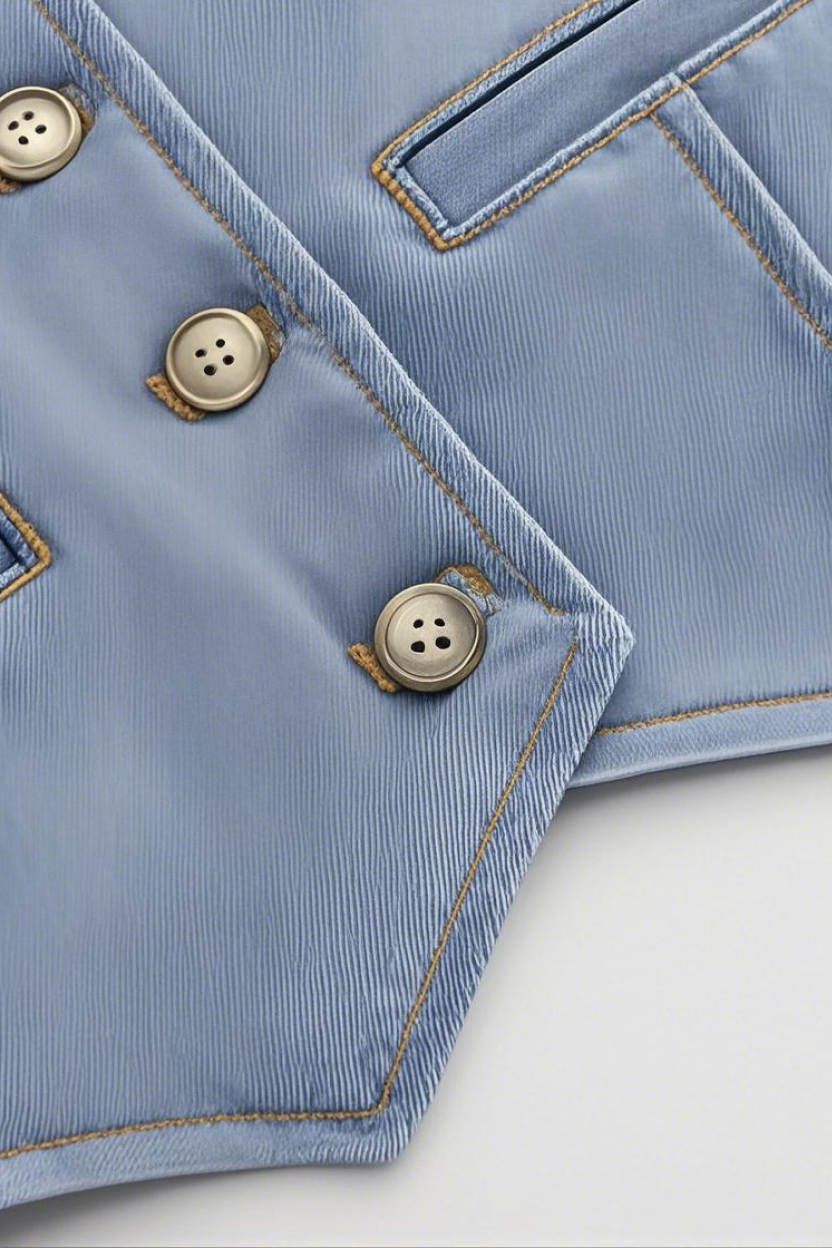 Casual Shrunken '90s Linen & Denim Vest