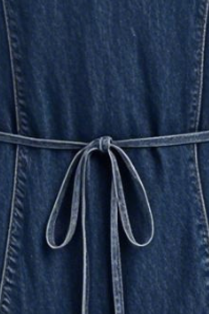 Square Neck Shrunken '90s Linen & Denim Vest