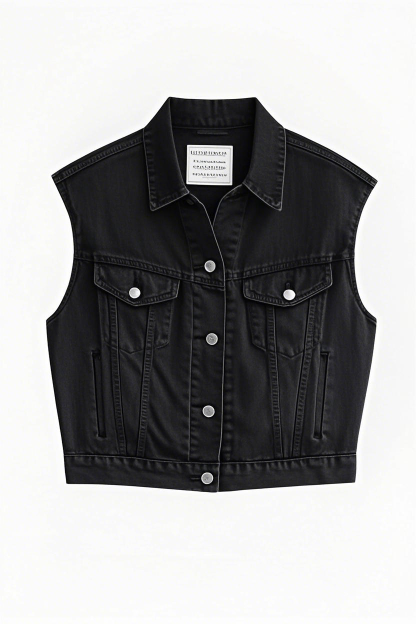 Classic Shrunken '90s Linen + Denim Vest-New Feature Demo2