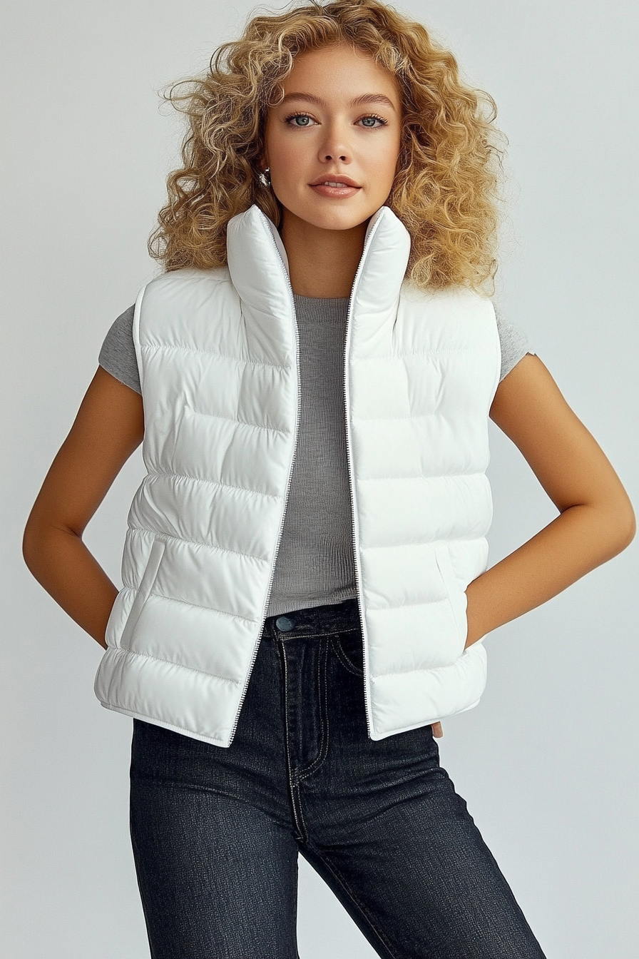 Hooded Western Bubble Puffer Vest