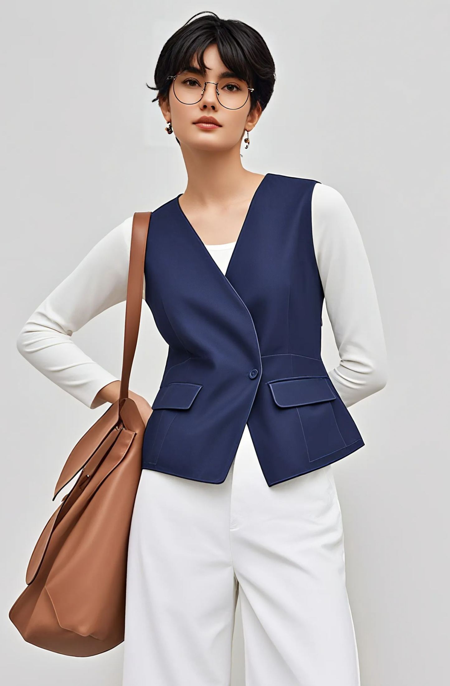 Waisted Shrunken '90s Linen & Denim Vest