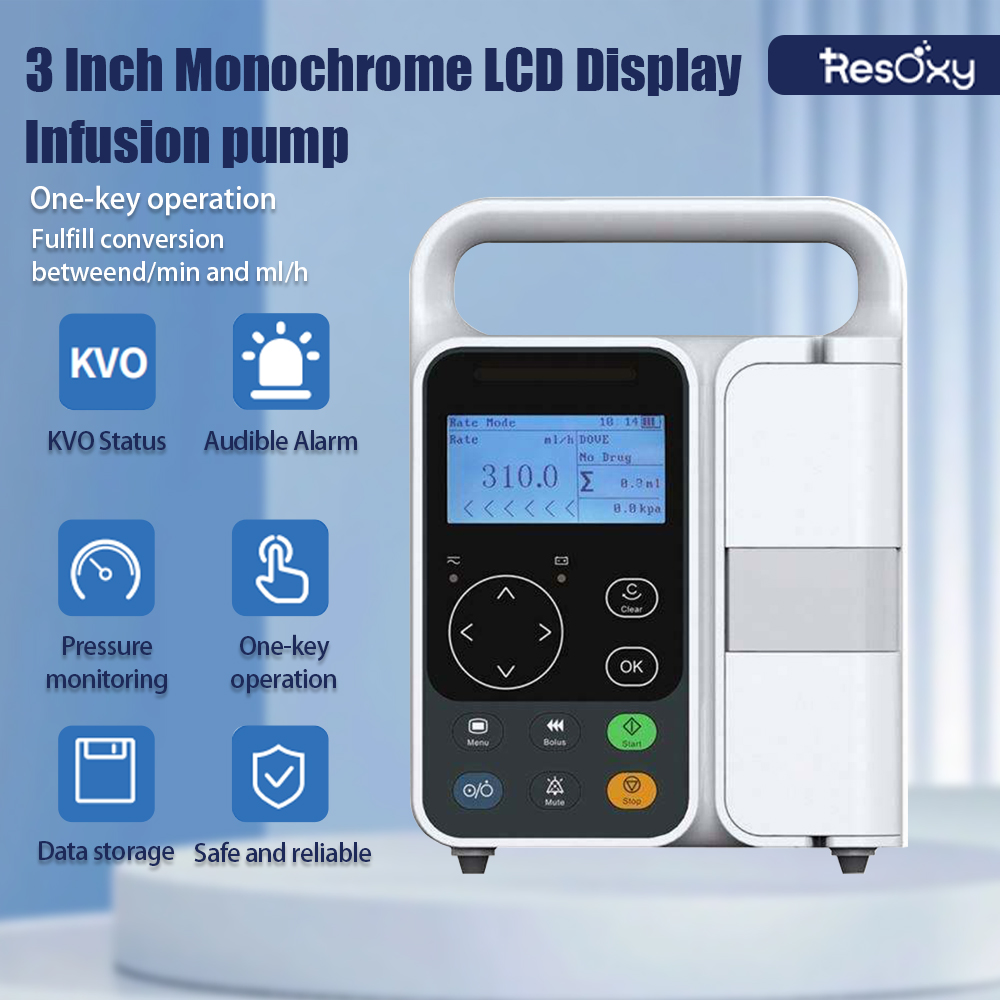 Medical Infusion Pump 1-1200ml/h Adjustable, LCD, Built-in Battery, Alarms