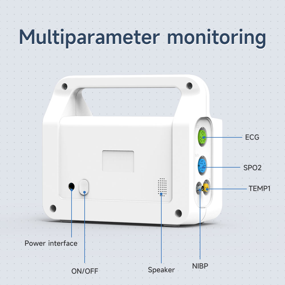 Patient Vital Signs Monitor 5" High Definition Screen ECG/NIBP/TEMP/RESP/SPO2/PR