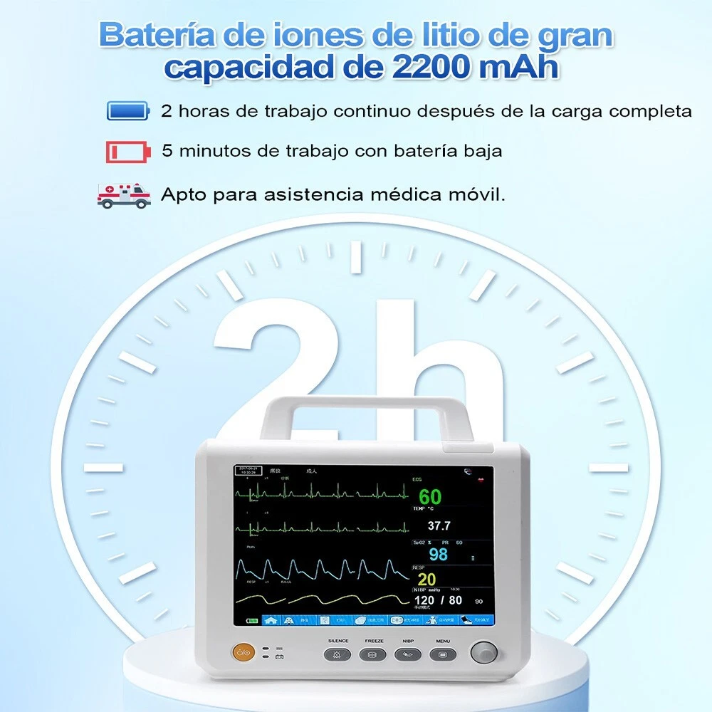 8" Handheld Portable Patient Monitor Vital Signs ECG TEMP Multi-parameter