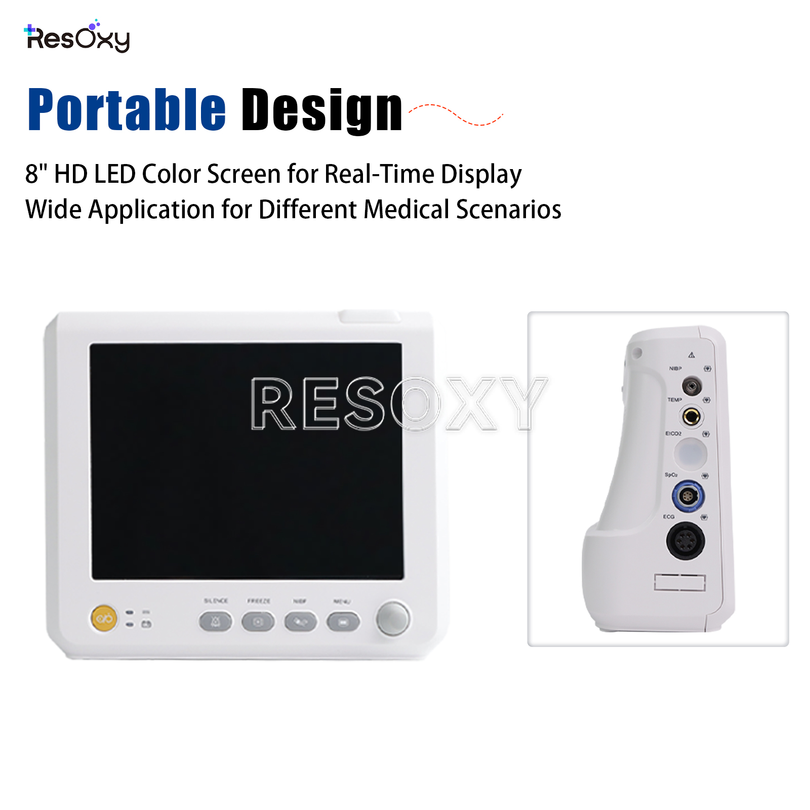 8" Handheld Portable Patient Monitor Vital Signs ECG TEMP Multi-parameter