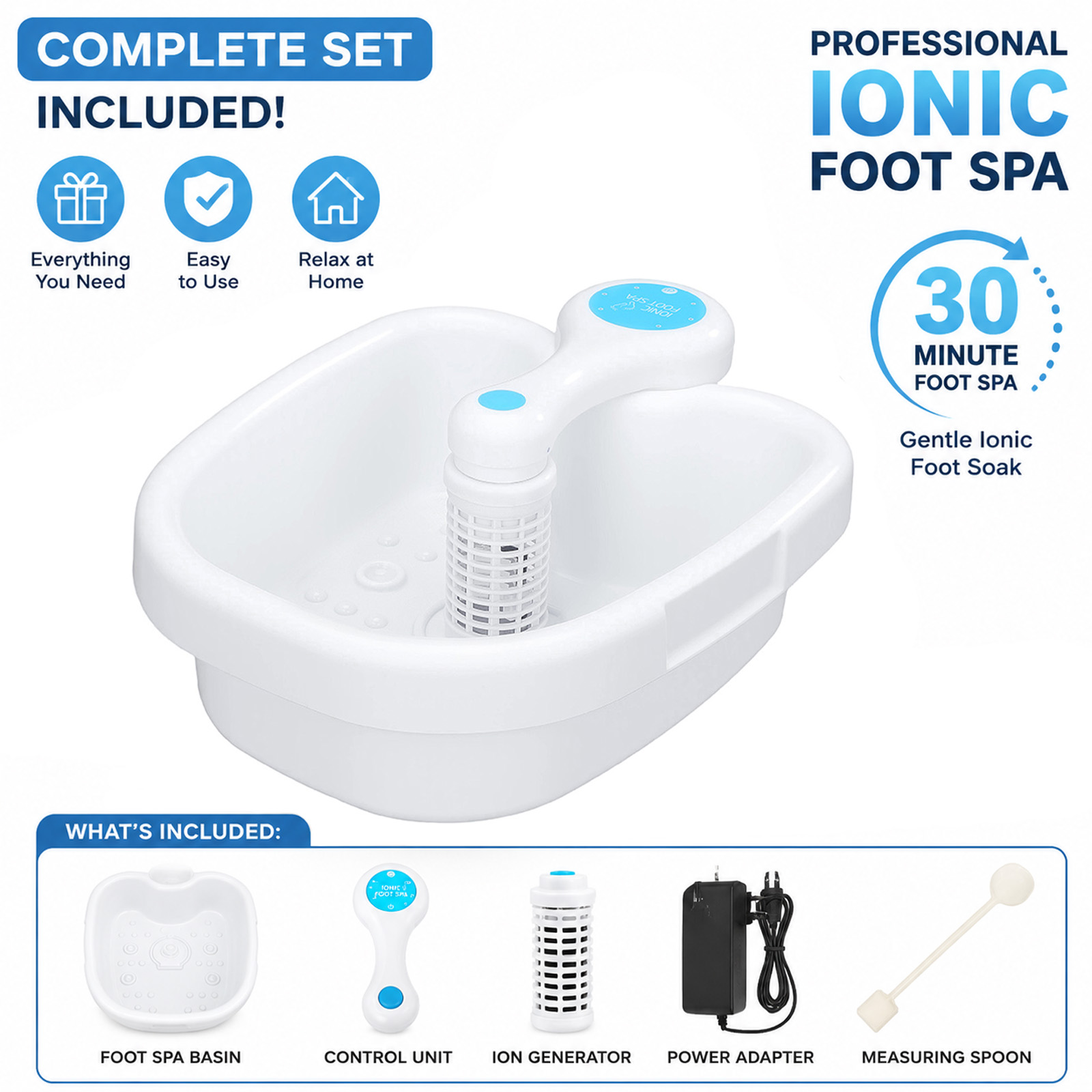Ionic Detox Foot Bath Cleanse Spa Ion Kit Machine W/Tub Basin Array For Home