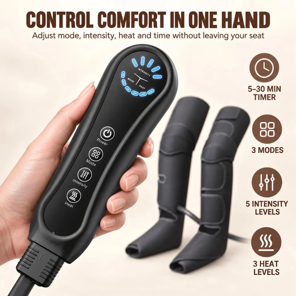 Air Compression Leg Massager 3 Modes 5 Intensities Full Leg Compression Boots