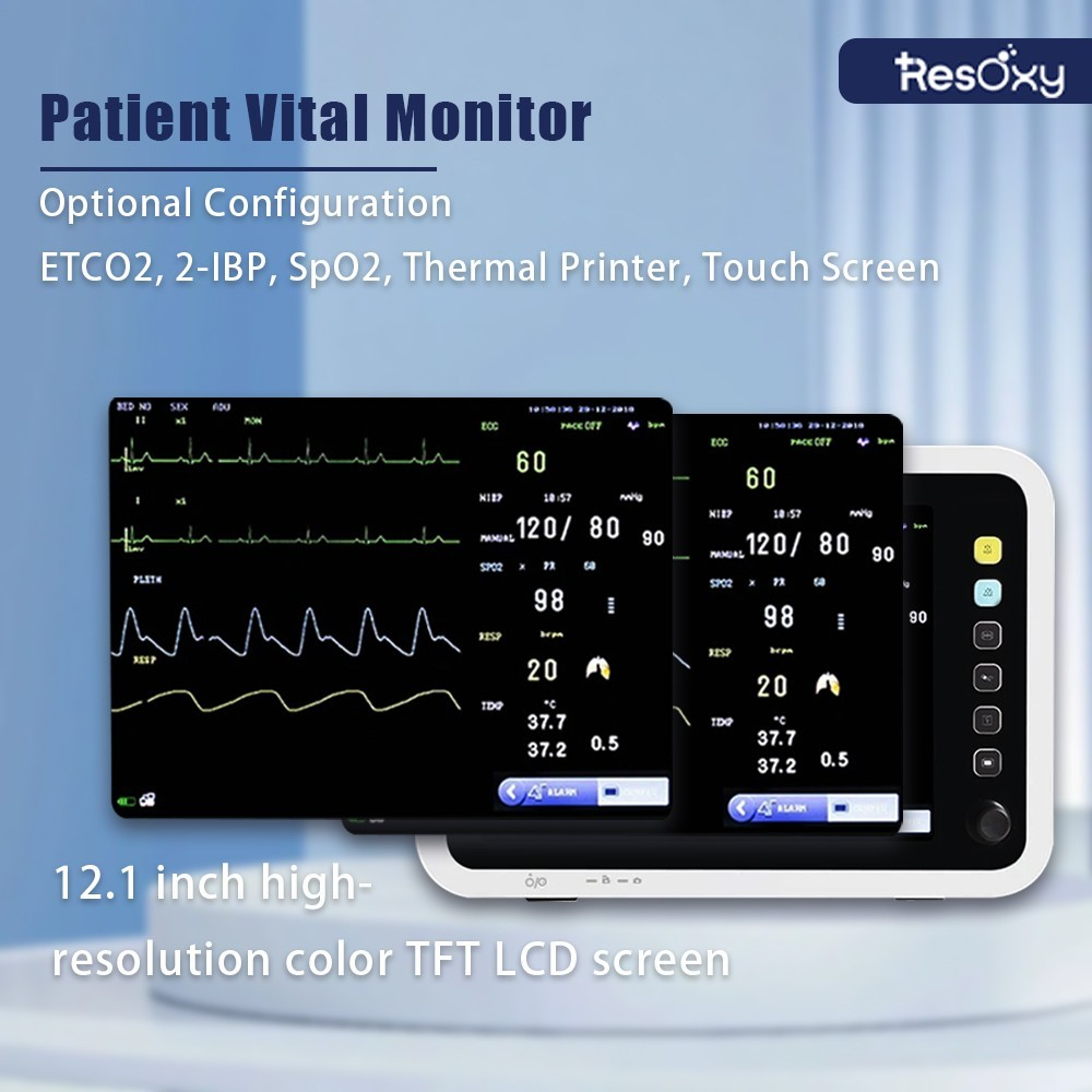 12.1" Patient Vital Signs Monitor ECG/NIBP/TEMP/RESP/SPO2/PR ICU Bedside