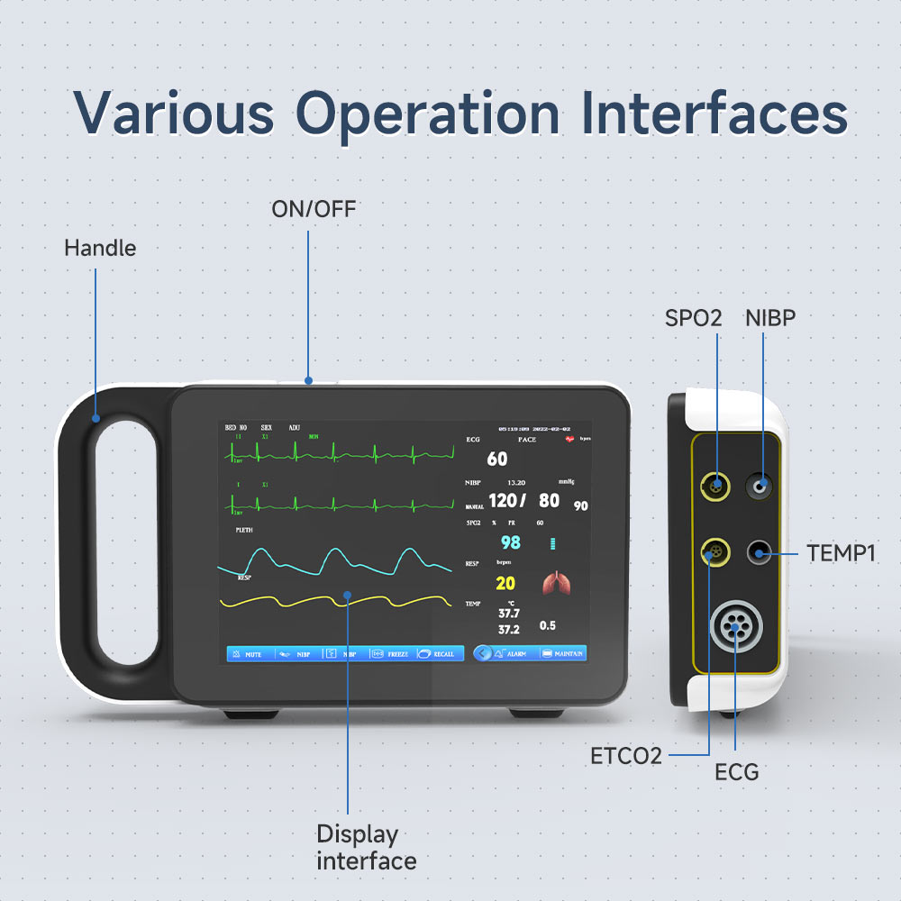 Portable Patient Vital Signs MonitorECG NIBP SPO2 PR TEMP RESP With Monitor Cart