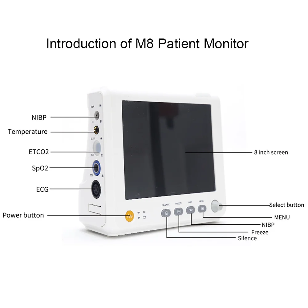 8" Handheld Portable Patient Monitor Vital Signs ECG TEMP Multi-parameter