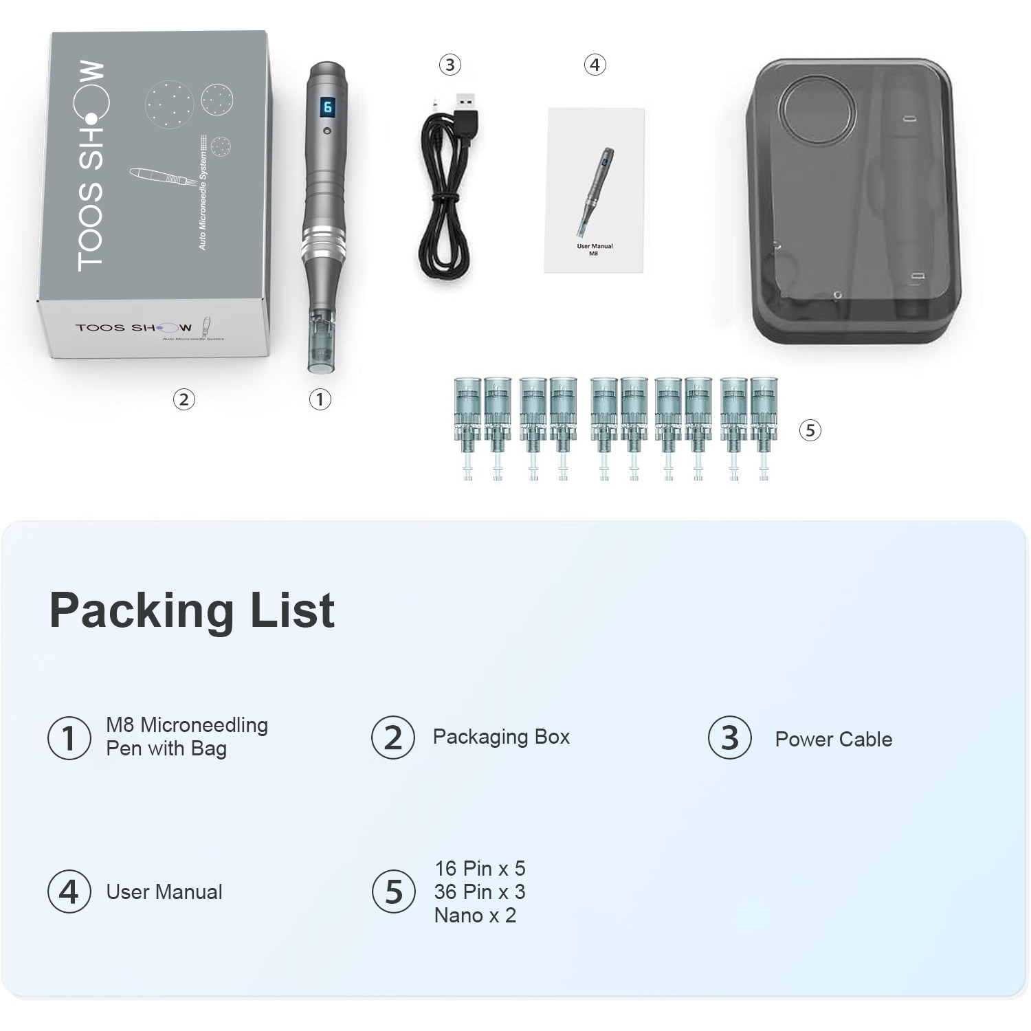 M8 Microneedling Pen Derma Micro Needle Pen 6 Speed with 10 Cartridges Kit