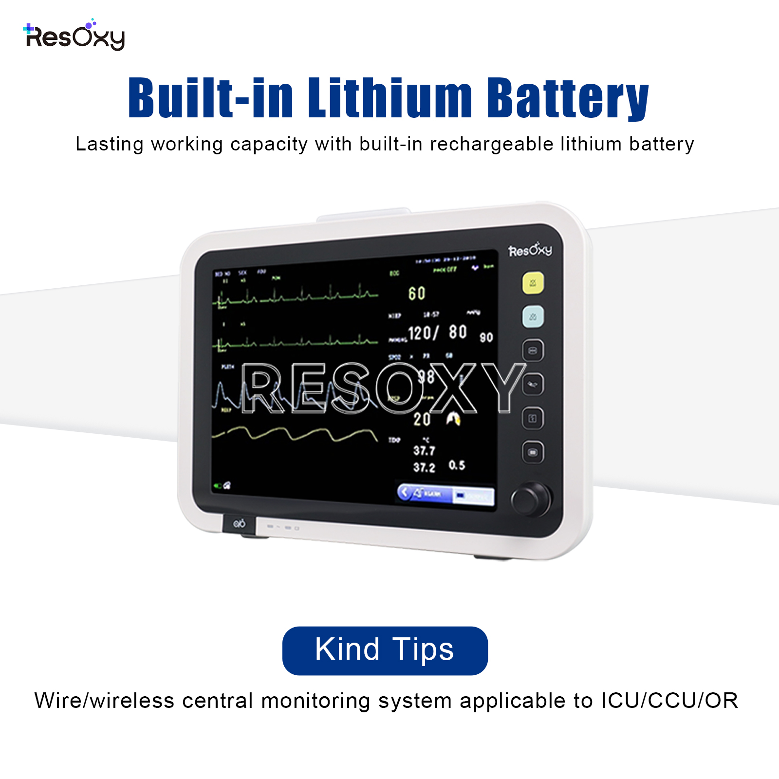  12.1" Patient Vital Signs Monitor ECG/NIBP/TEMP/RESP/SPO2/PR ICU Bedside