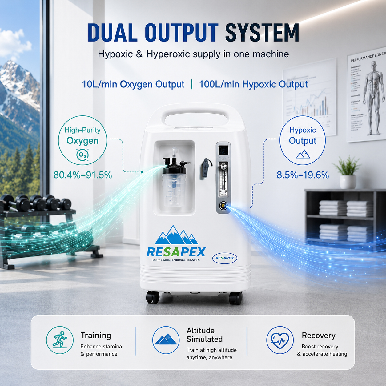 Resapex Altitude Training System Machine Altitude Generator Set Athelete Mask US
