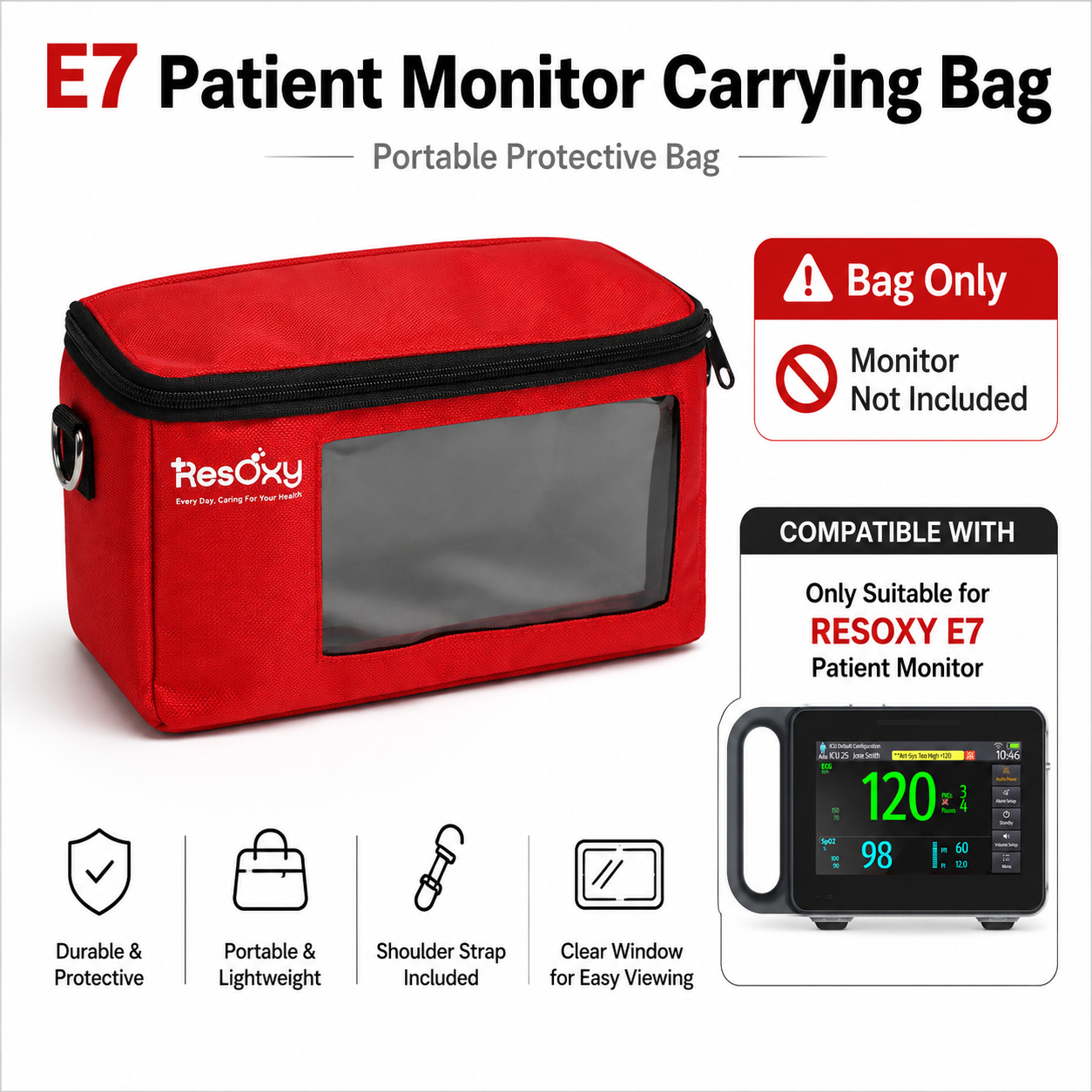 Resoxy Vital Signs Monitor E7 Bag,Easy To Carry