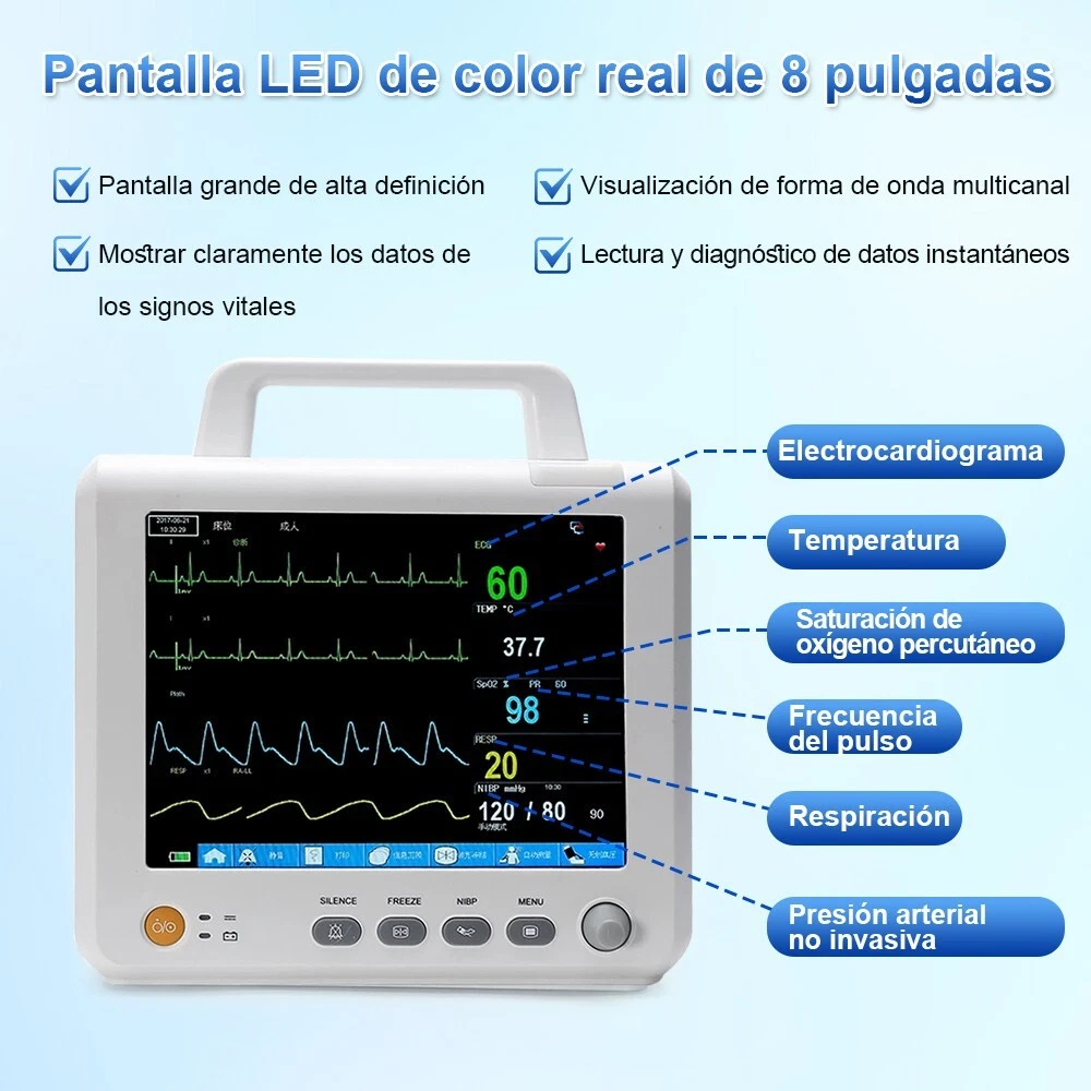 8" Handheld Portable Patient Monitor Vital Signs ECG TEMP Multi-parameter