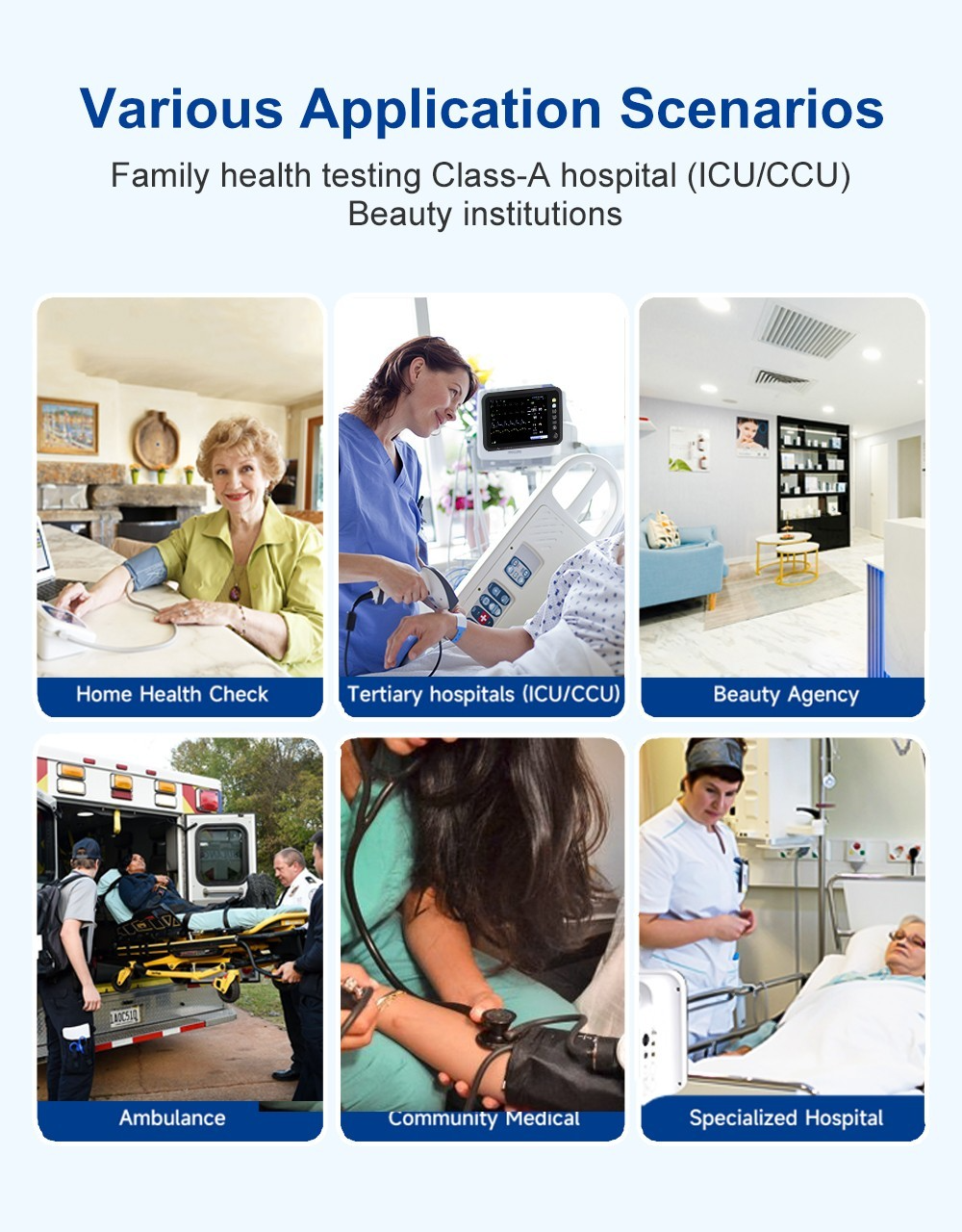 12.1" Patient Vital Signs Monitor ECG/NIBP/TEMP/RESP/SPO2/PR ICU Bedside