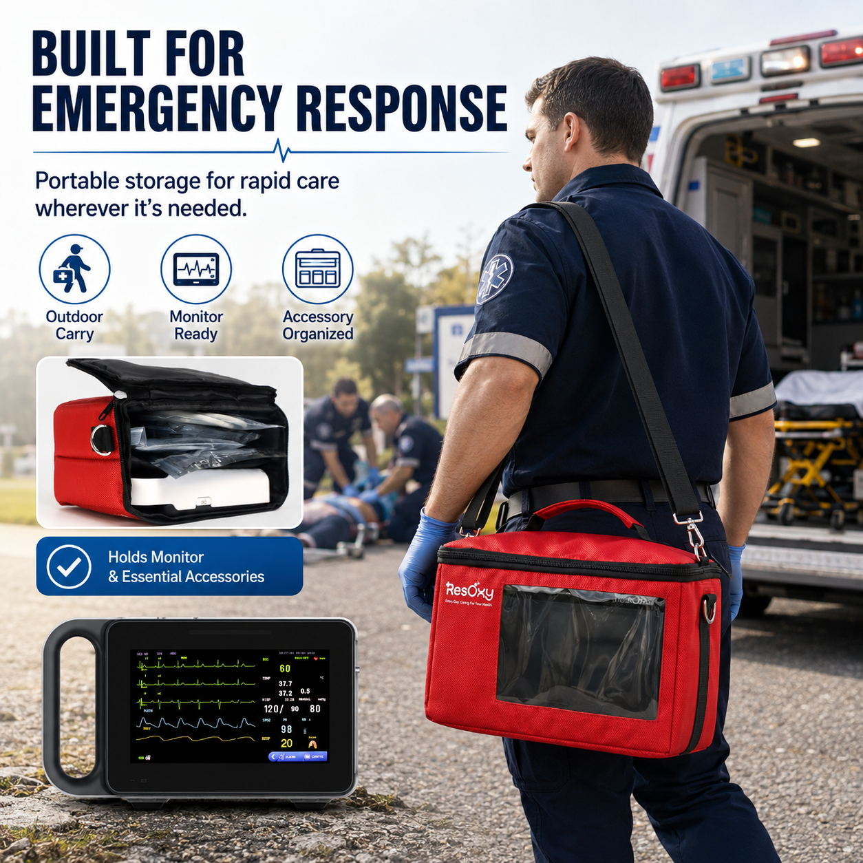 Resoxy Vital Signs Monitor E7 Bag,Easy To Carry