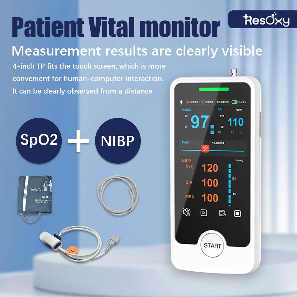 4''-Portable Patient Monitor Vital Signs-SPO2,NIBP Handheld Patient Monitor