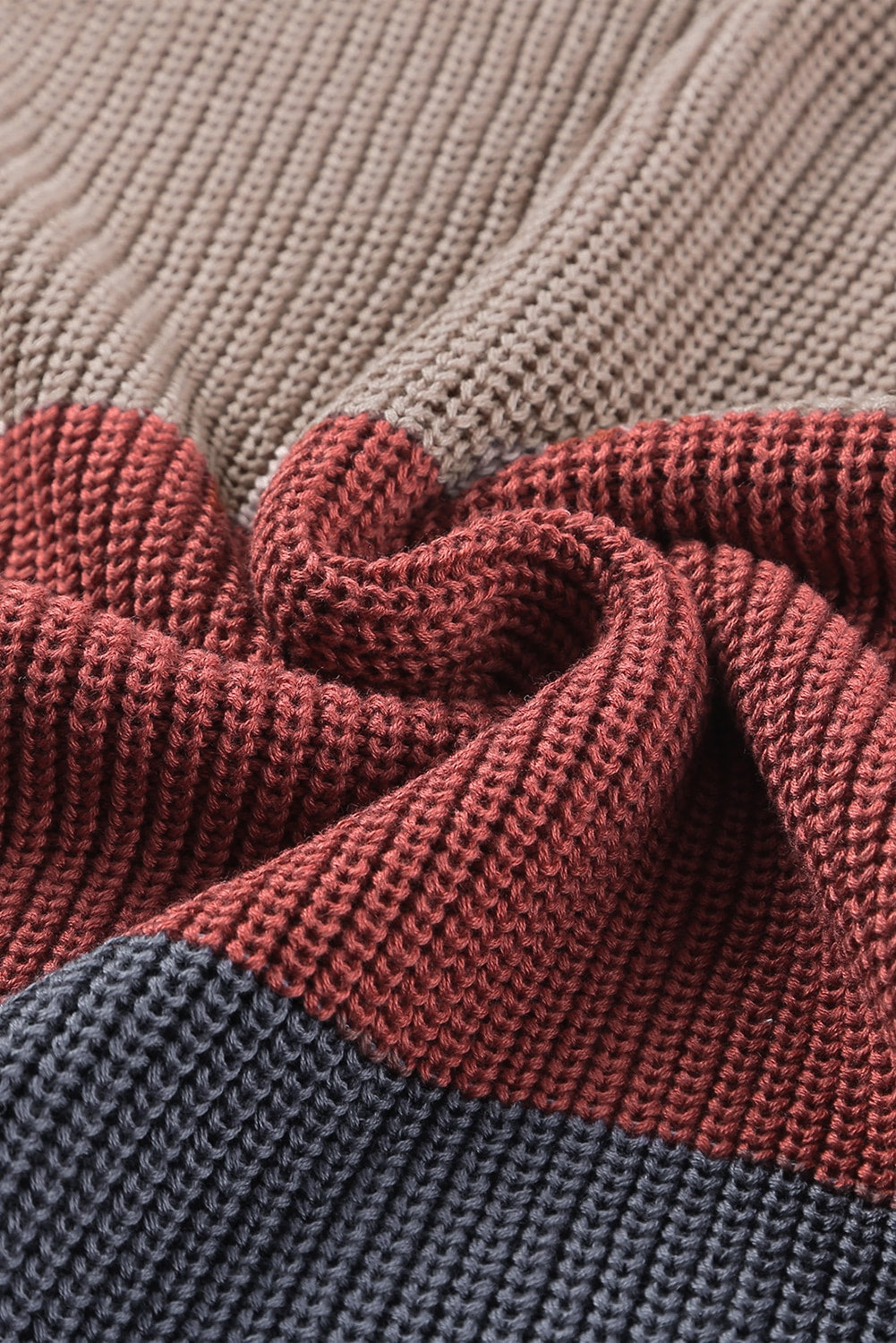 Color Block Knitted O-neck Pullover Sweater-yoyobikini
