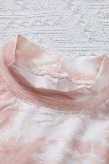 Red Tie Dye Crew Neck Long Sleeve Top-yoyobikini