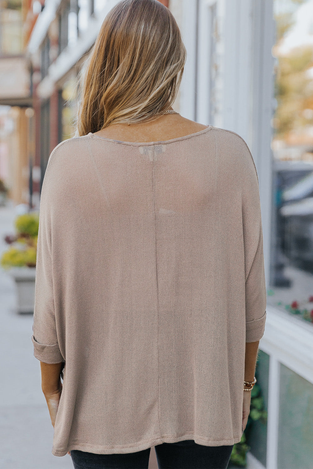 Khaki Lightweight Knit Oversize Blouse-yoyobikini