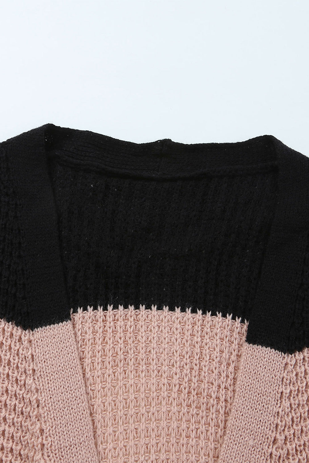 Multicolor Waffle Knit Color Block Open Front Cardigan-yoyobikini