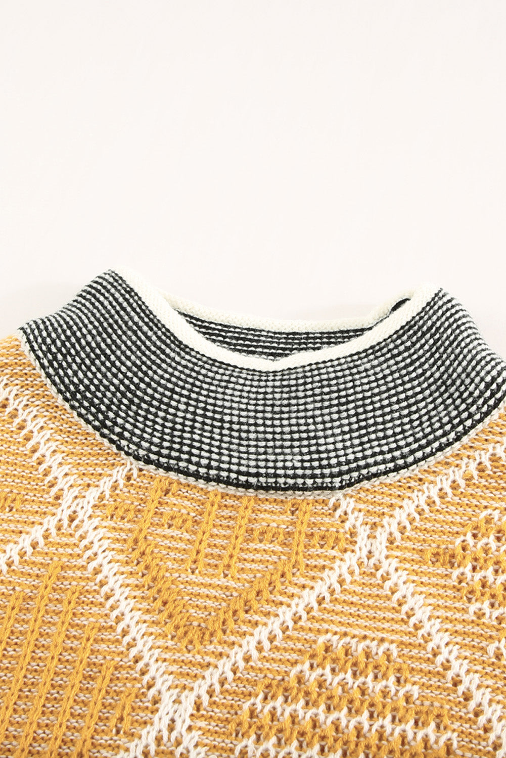 High Neck Geometric Colorblock Sweater-yoyobikini