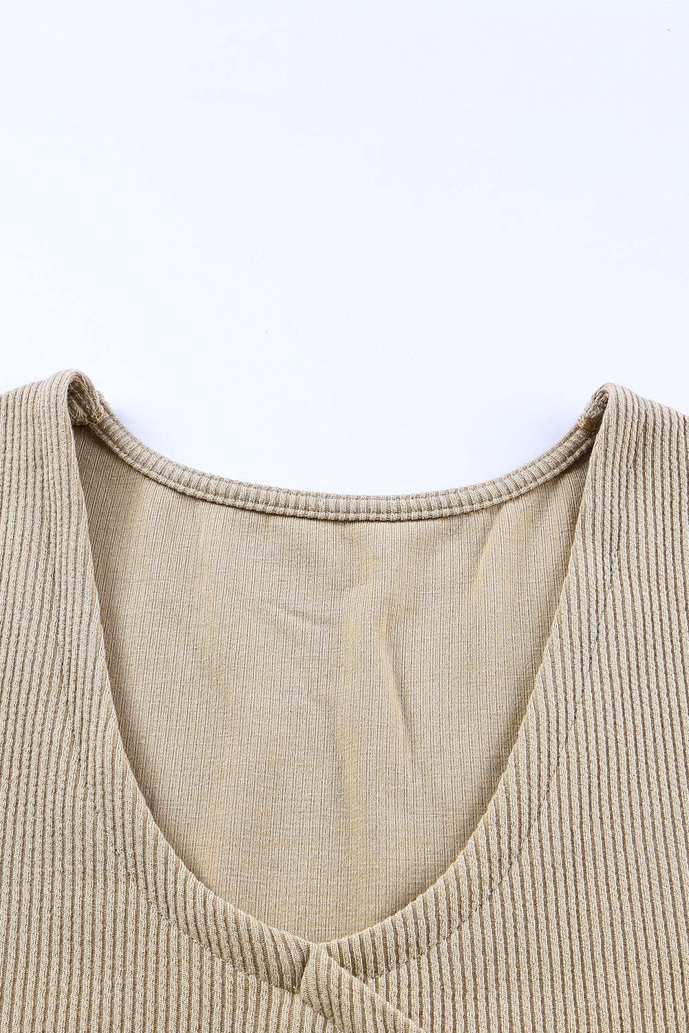 Apricot Buttons Long Sleeve Knitted Bodycon Dress-yoyobikini