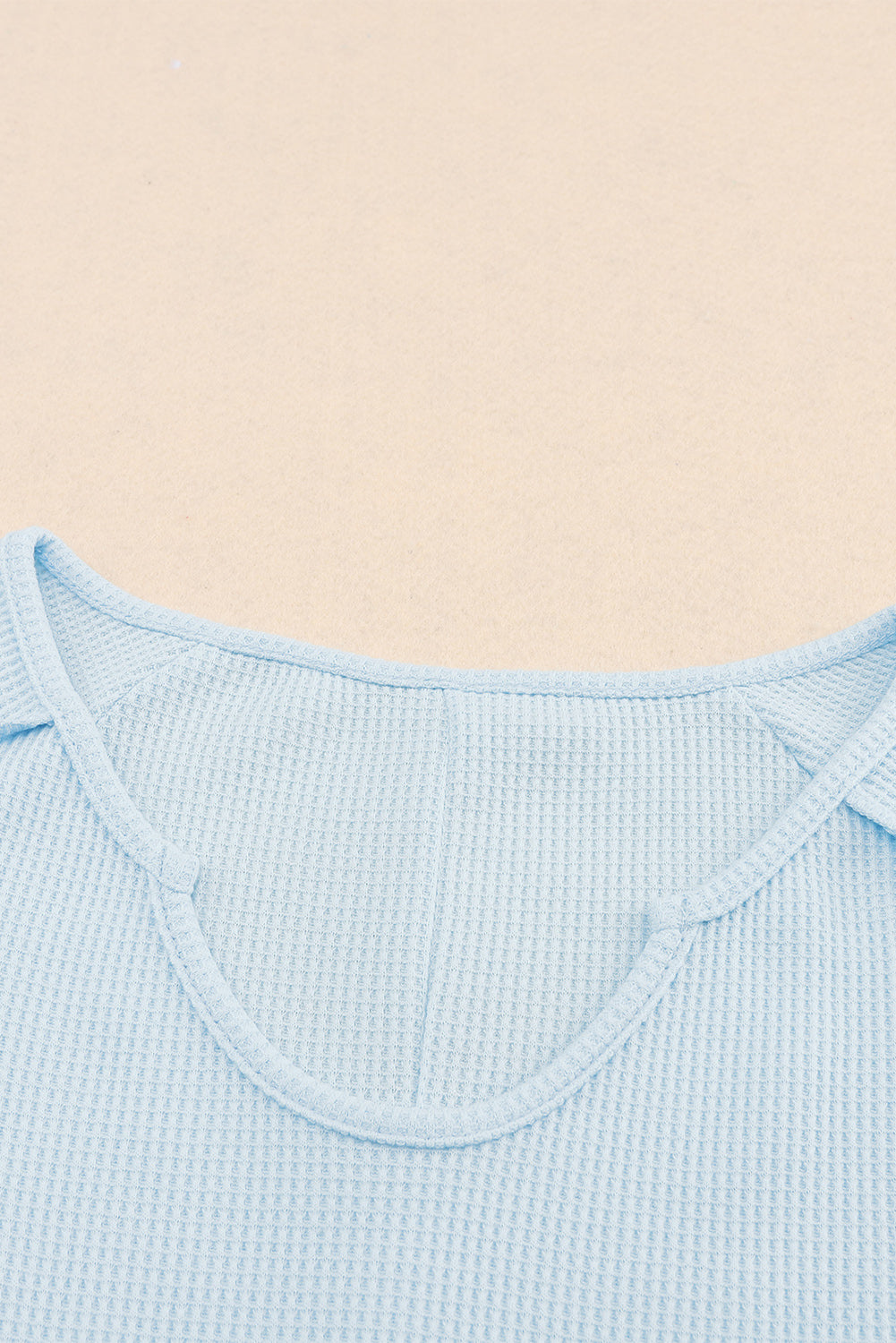 Sky Blue Mineral Wash Long Sleeve V-Neck Top-yoyobikini