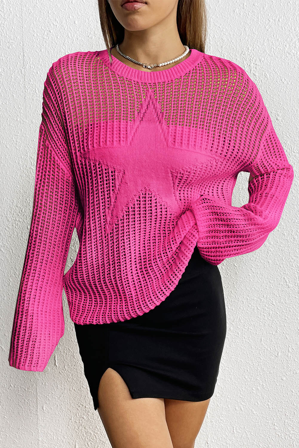 Rose Seeing Stars Oversized Sweater-yoyobikini