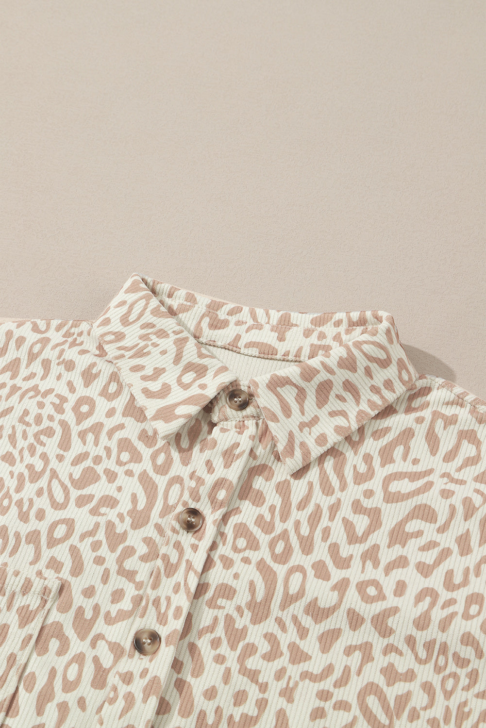 Leopard Corduroy Button Up Shirt-yoyobikini