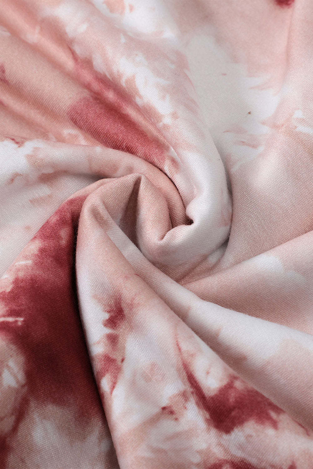 Red Tie Dye Crew Neck Long Sleeve Top-yoyobikini