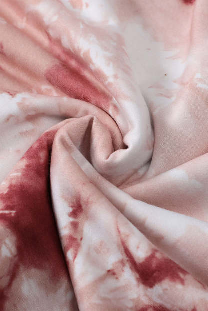 Red Tie Dye Crew Neck Long Sleeve Top-yoyobikini