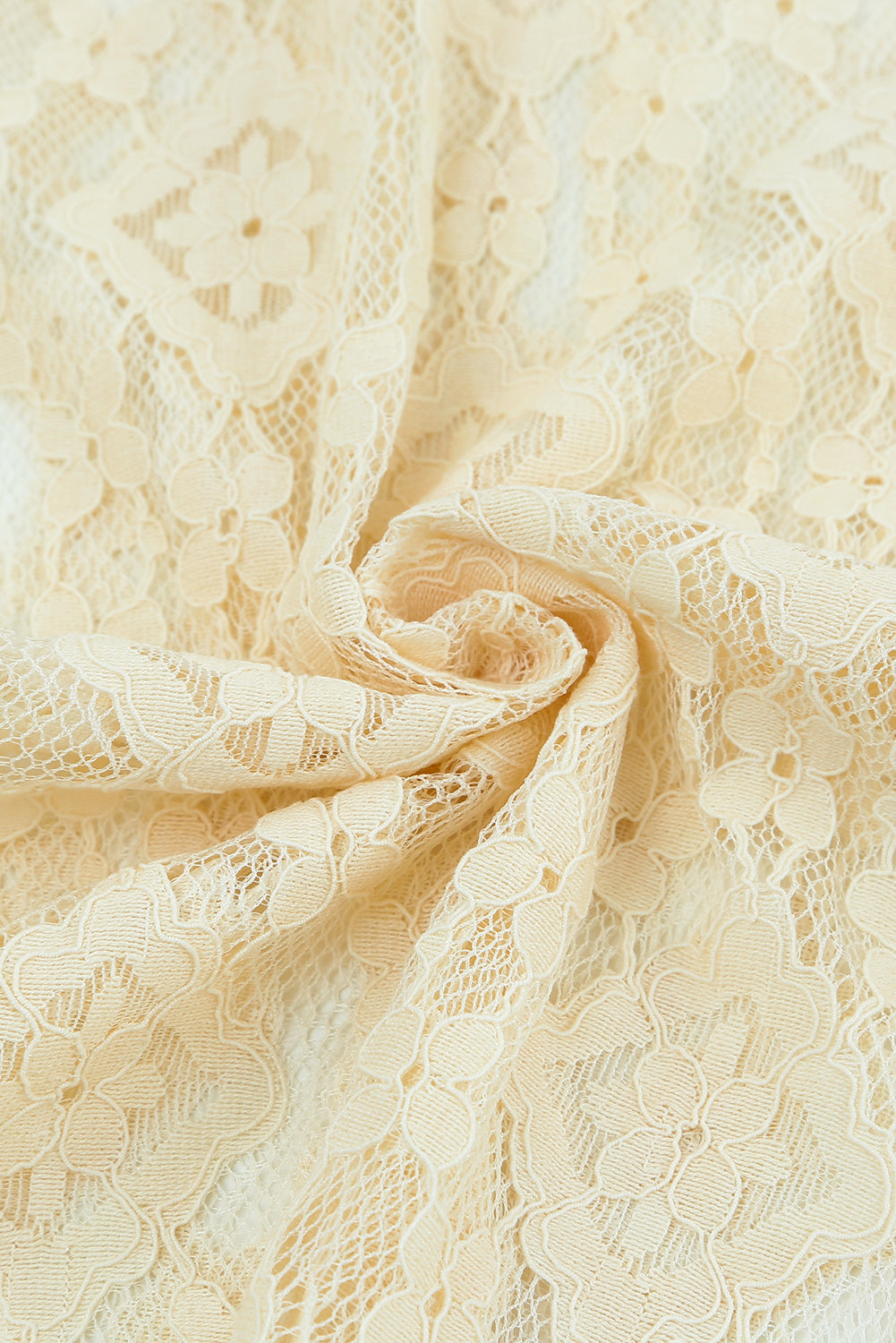 Beige Mock Neck Lace Blouse-yoyobikini