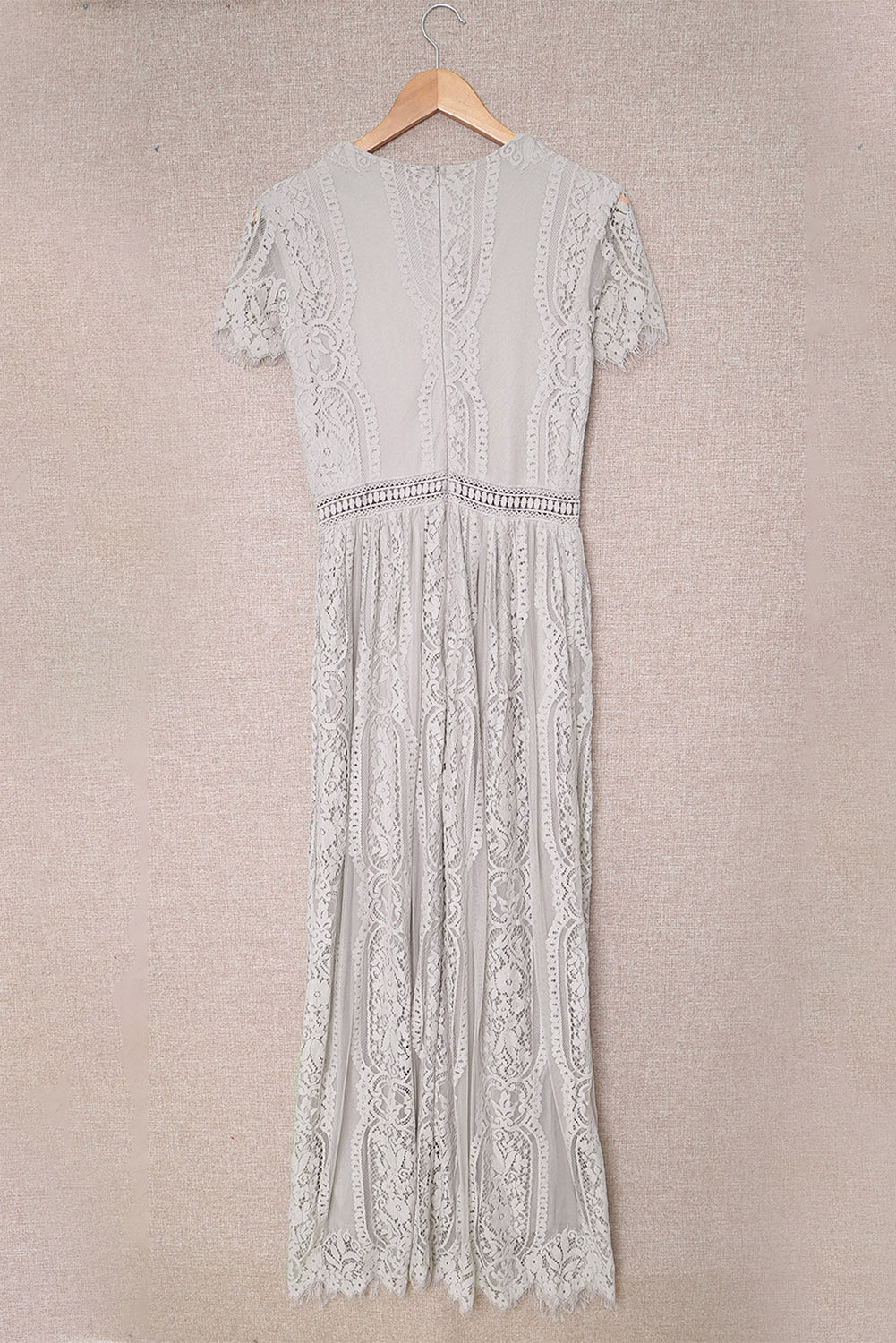 Gray Blue Fill Your Heart Lace Maxi Dress-yoyobikini