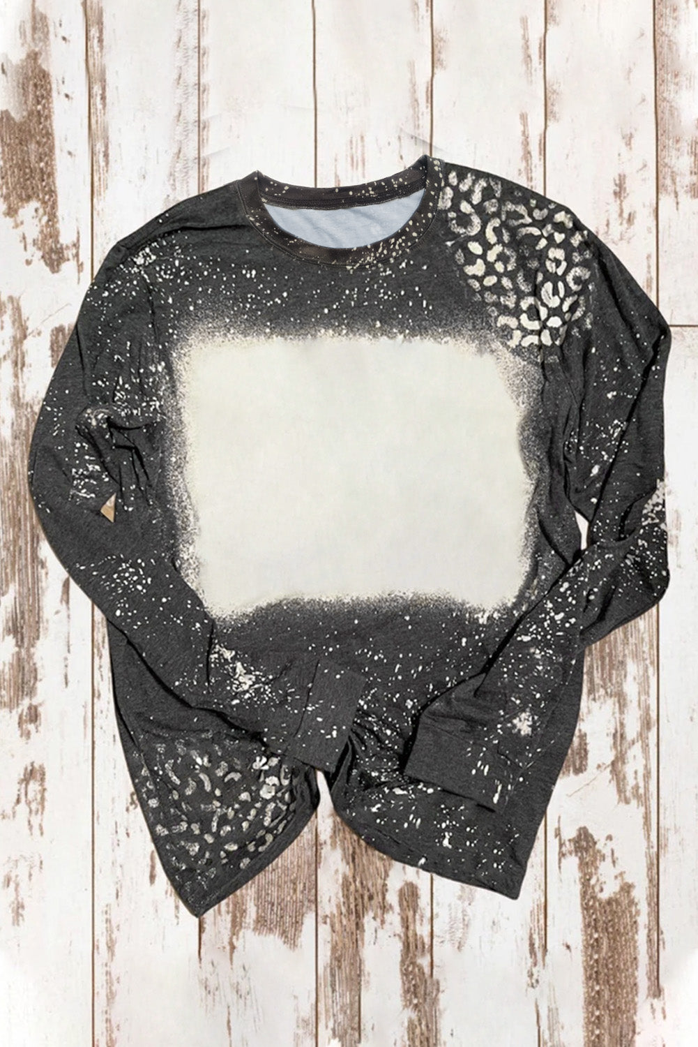 Black Retro Bleached Leopard Spot Pullover-yoyobikini