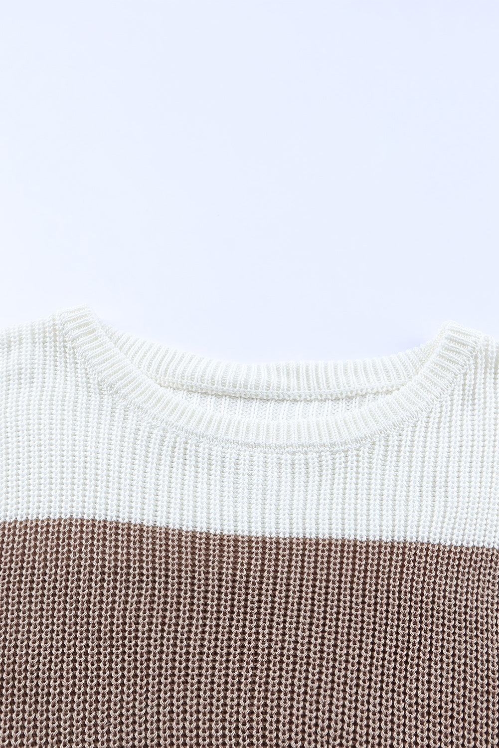 Color Block Knitted O-neck Pullover Sweater-yoyobikini
