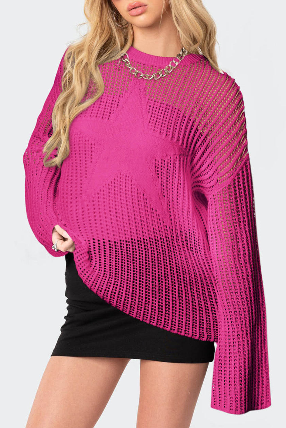 Rose Seeing Stars Oversized Sweater-yoyobikini