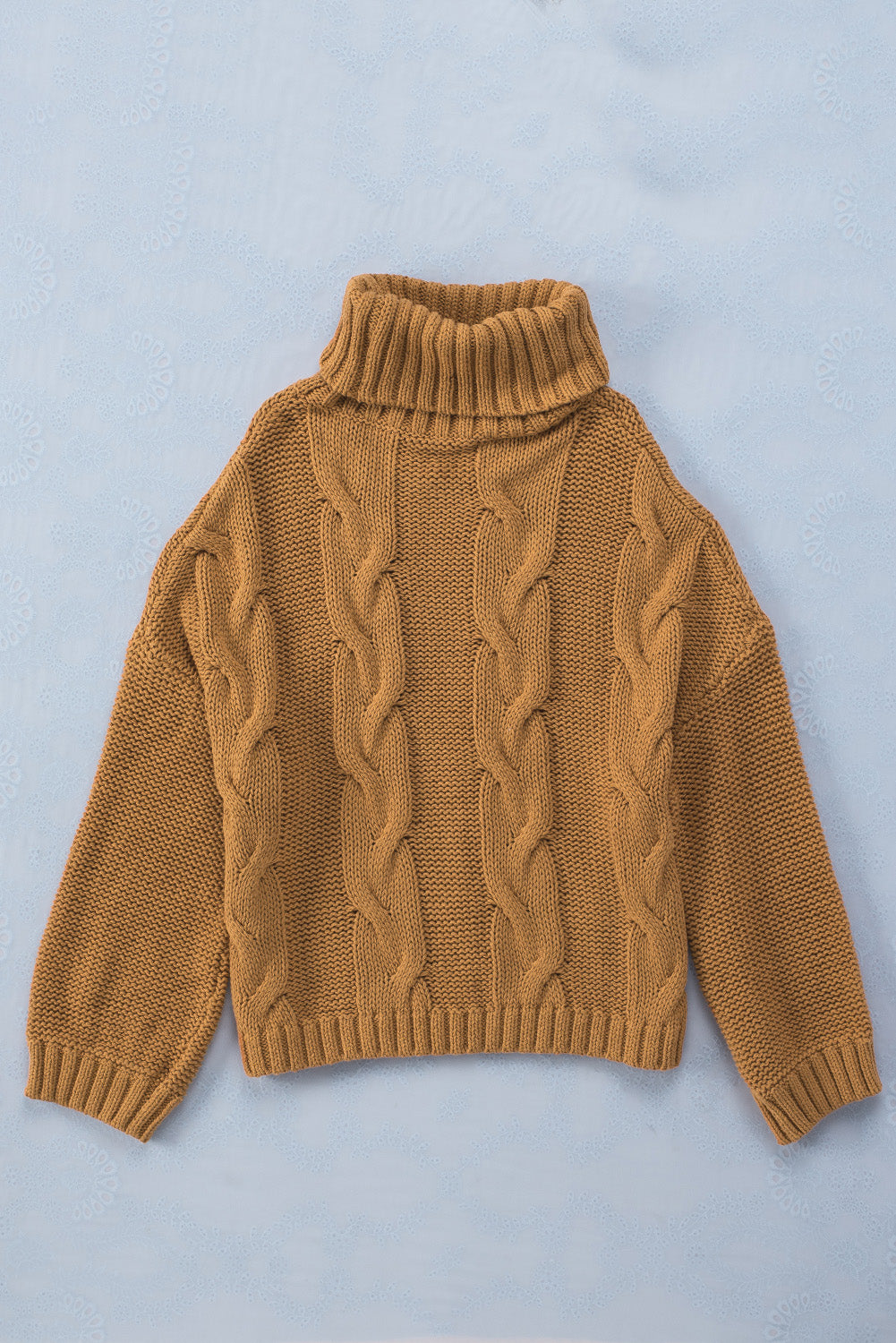 Cuddle Weather Cable Knit Handmade Turtleneck Sweater-yoyobikini