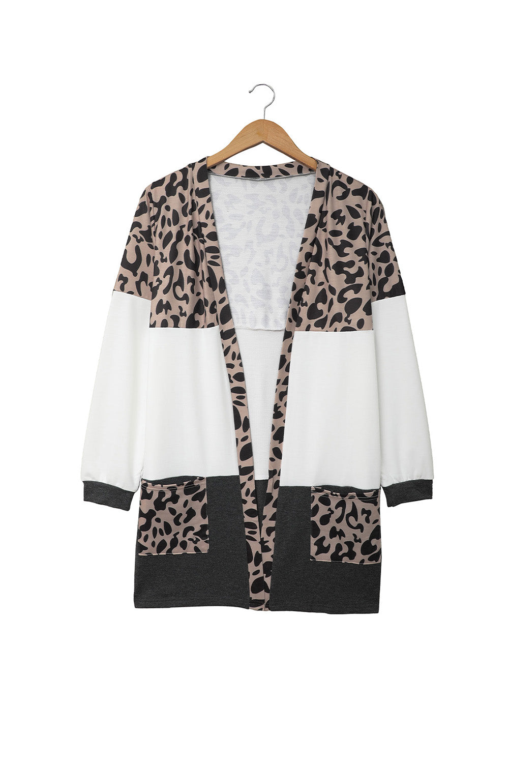 Leopard Block Cardigan with Pockets-yoyobikini