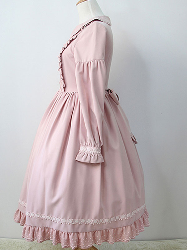 Sweet Lolita OP Dress Ruffles Long Sleeves Lolita One Piece Dresses