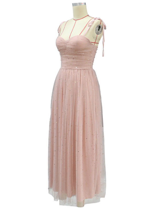 Birthday Party Dresses Pink Straps Neck Sequins Sleeveless Backless Semi Formal Dress