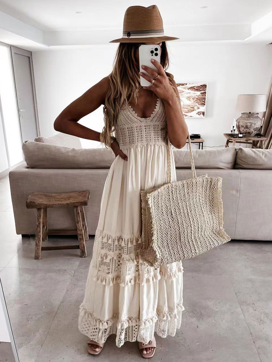 V-Neck Maxi Dress Floor Length Dress
