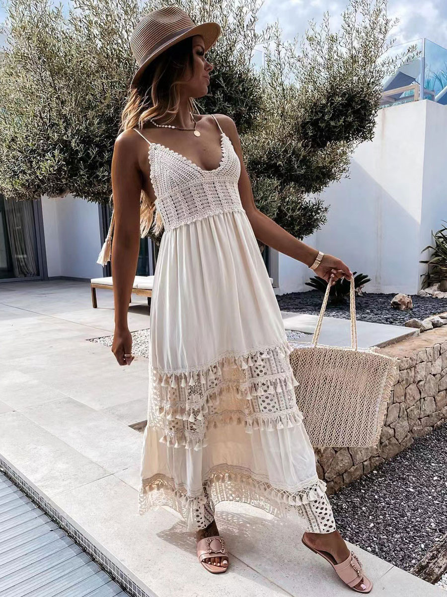 V-Neck Maxi Dress Floor Length Dress